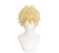 Noowye Costume de cosplay Animé Sousuke Shima - Bleu - Uniforme scolaire - Jaune - Perruque rouge - Cravate de Noël et d'Halloween - Uniforme pour la performance sur scène scolaire