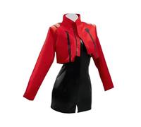 Noowye Costume de cosplay, Katsuragi Misato, veste, rouge, veste de motard, manteau avec collier, perruque, uniforme pour adulte, ensemble complet, pour Halloween, carnaval