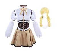 Noowye Costume de cosplay Mami Tomoe pour femme - Robe de combat - Unifrom - Costume de présentation pour adulte - Carnaval Cos - Avec perruque