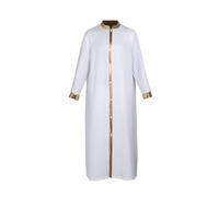 Noowye Costume de cosplay médiéval, robe de prêtre, blanc, vêtements médiévaux, costume de moine, costume de scène, renaissance, décoration, Halloween, carnaval (blanc, S à 3XL)