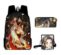 Noowye Ensemble sac à dos 3 en 1 avec sac à dos Anime He Xuan Hua Cheng/Shi Qing Xuan et sac à bandoulière léger pour livres Back to School, Type 03, 30*13*40 CM
