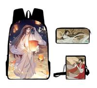 Noowye Ensemble sac à dos 3 en 1 avec sac à dos Anime He Xuan Hua Cheng/Shi Qing Xuan et sac à bandoulière léger pour livres Back to School, Type 06, 30*13*40 CM