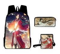 Noowye Ensemble sac à dos 3 en 1 avec sac à dos Anime He Xuan Hua Cheng/Shi Qing Xuan et sac à bandoulière léger pour livres Back to School, Type 11, 30*13*40 CM