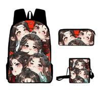 Noowye Ensemble sac à dos 3 en 1 avec sac à dos Anime He Xuan Hua Cheng/Shi Qing Xuan et sac à bandoulière léger pour livres Back to School, Type 10., 30*13*40 CM