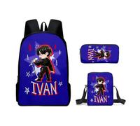 Noowye Luka/Till Sac à dos Anime Mizi/Ivan Trousse à crayons Imprimé dessin animé SUA Sac à bandoulière Grand sac à dos scolaire Back to School pour étudiants Ensemble de 3 pièces, Type 10., 30*13