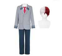Noowye MHA Midoriya Izuku/Todoroki Shouto Costume de cosplay avec veste Anime Uraraka Ochako Costume uniforme scolaire Costume d'Halloween avec perruque (S à XXL)