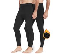 NOOYME Caleçon long thermique pour homme, caleçon chaud, sous-vêtement thermique, sous-vêtement fonctionnel, sous-vêtement de ski, caleçon thermique, legging pour homme, pour le sport d'hiver, Noir (2