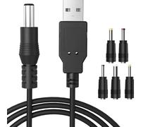NOOYNOEO Câble d'alimentation USB vers CC multifonction 5 V 1 m avec connecteurs 5,5 x 2,5 mm, 4 x 1,7 mm, 3,5 x 1,35 mm, 3 x 1 mm, 2,5 x 0,7 mm pour ordinateurs portables, routeurs, haut-parleurs