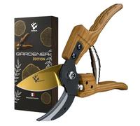 NOPALIA® Sécateur Premium Aluminium Effet Bois Naturel - Lame Or SK5 Acier Japonais Coupe 25 mm Précise, Ergonomique Anti-Fatigue - Outil Jardin Pro Éco Cadeau Jardinage Noël - Made in France