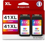NOPAN-INK, Cartouches d'encre Compatibles Canon CL41, Pack de 2, Tricolore, pour PIXMA IP1600/1700/1800/MP140/150/160/170/180/190/210/220/450/460/470, 880 Pages