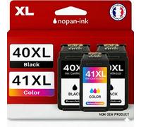 NOPAN-INK Cartouches d'encre Compatibles Canon PG-40 CL-41, Pack de 3 (2 Noir + 1 Couleur), pour PIXMA IP1600/1700/1800/MP140/150/160/170/180/190/210/220/450/460/470, 740/440 Pages