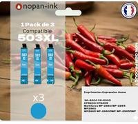 NOPAN-INK Compatible pour Epson 503XL, Pack de 3 Cartouches, Cyan, pour Expression Home XP-5200/5205, Workforce WF-2960DWF/2965DWF, 600 Pages