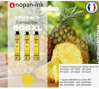 NOPAN-INK Compatible pour Epson 604XL, Pack de 3 Cartouches d'encre, Jaune, pour XP-2200/2205/3200/3205/4200/4205, WF-2910DWF/2930DWF/2950DWF, 500 Pages