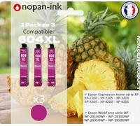 NOPAN-INK Compatible pour Epson 604XL, Pack de 3 Cartouches d'encre, Magenta, pour XP-2200/2205/3200/3205/4200/4205/WF-2910DWF/2930DWF/2950DWF, Rendement 1500 Pages