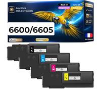 NOPAN-INK Pack 4 Toners 106R02229 106R02245 106R02230 106R02246 106R02231 106R02247 Compatible pour imprimantes 6600 6605 Noir et Couleurs Haute capacité avec Puce 6000 Pages