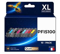 NOPAN-INK Pack de 10 Cartouches Compatible pour PFI5100 Noir et Couleurs Qualitoner