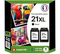 NOPAN-INK Pack de 2 Cartouches Compatible pour HP 21XL 21 XL C9351AE C9351CE Noir 22ml