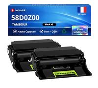 NOPAN-INK Pack de 2 Tambours Compatible pour Lexmark 58D0Z00 Noir 150000 Pages