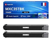 NOPAN-INK Pack de 2 Toners Compatible pour Sharp MXC35TBK MX-C35TBK Noir 9000 Pages