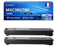 NOPAN-INK Pack de 2 Toners Compatible pour Sharp MXC38GTBA MX-C38GTBK Noir 10000 Pages