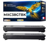 NOPAN-INK Pack de 2 Toners Compatible pour Sharp MXC38GTBA MX-C38GTBK Noir 10000 Pages Qualitoner