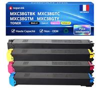 NOPAN-INK Pack de 4 Toners Compatible pour Sharp MXC38GTBA MXC38GTC MXC38GTM MXC38GTY Noir Couleur