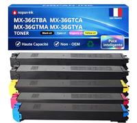 NOPAN-INK Pack de 5 Toners Compatible pour Sharp MX36GTBA MX36GTCA MX36GTMA MX36GTYA Noir et Couleur