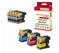 NOPAN-INK - x10 Cartouche compatible pour BROTHER LC 121 XL LC121XL Noir (x4) + Cyan (x2) + Magenta (x2) + Jaune (x2) Vase