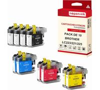NOPAN-INK - x10 Cartouche compatible pour BROTHER LC 225 XL LC225XL Noir (x4) + Cyan (x2) + Magenta (x2) + Jaune (x2) Parapluie