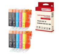 NOPAN-INK - x10 Cartouche compatible pour CANON PGI 520 XL - CLI 521 XL PGI 520XL - CLI 521XL Noir (x2) + Cyan (x2) + Magenta (x2) + Jaune (x2) + Photo Noir (x2) 2932BPK10