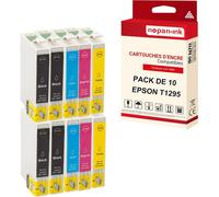 NOPAN-INK - x10 Cartouche compatible pour EPSON T1295 XL T1295XL Noir (x4) + Cyan (x2) + Magenta (x2) + Jaune (x2) Pomme