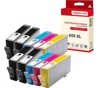 NOPAN-INK - x10 Cartouche compatible pour HP CZ109AE CZ110AE CZ111AE CZ112AE 655 Noir x4 + Cyan x2 + Magenta x2 + Yellow x2 HP655PK10