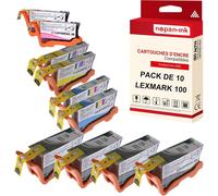 NOPAN-INK - x10 Cartouche compatible pour LEXMARK 105 XL 105XL Noir (x4) + Cyan (x2) + Magenta (x2) + Jaune (x2) 0014N1068, 69, 70, 71