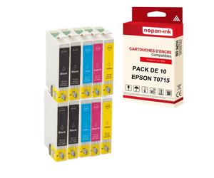 NOPAN-INK - x10 Cartouches compatible pour EPSON T0715 XL T0715XL (Guépard) compatibles EPSON Epson Stylus D 120 Stylus DX 4000 4050 4400 4450 5050 74