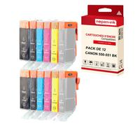 NOPAN-INK - x12 Cartouche compatible pour CANON PGI 550 XL - CLI 551 XL PGI 550XL - CLI 551XL Noir (x2) + Cyan (x2) + Magenta (x2) + Jaune (x2) + Photo Noir (x2) + Gris (x2) 6431B00