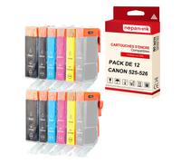 NOPAN-INK - x12 Cartouches compatibles pour CANON 525 XL - 526 XL 525XL - 526XL compatibles CANON Canon MG 6120 MG 6150 MG 6200 Series MG 6250 MG 8120