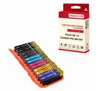 NOPAN-INK - x12 Cartouche compatible pour CANON PGI 580 XL - CLI 581 XL PGI 580XL - CLI 581XL Noir XXL (x2) + Cyan (x2) + Magenta (x2) + Jaune (x2) + Noir (x2) + Photo Bleu (x2) ()