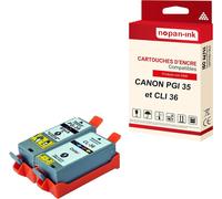 NOPAN-INK - x2 Cartouche compatible pour CANON PGI 35 XL + CLI 36 XL PGI 35XL + CLI 36XL Noir + Cyan + Magenta + Jaune 1509B001 1511B001