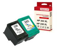 NOPAN-INK - x2 Cartouche compatible pour HP 338 XL + 343 XL 338XL + 343XL Noir + Couleur C8765EE + C8766EE
