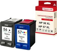 NOPAN-INK - x2 Cartouche compatible pour HP 56 XL + 57 XL 56XL + 57XL Noir + Couleur C6656AE + C6657AE