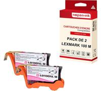 NOPAN-INK - x2 Cartouche compatible pour LEXMARK 100 XL 100XL Magenta