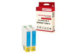 NOPAN-INK - x2 Cartouches compatibles pour EPSON T1292 XL T1292XL Cyan (Pomme) pour Epson Stylus Office BX 305 F BX 305 FW BX 525 WD Stylus SX 230 235
