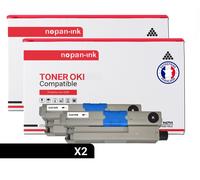 TONER 44973536 44973536 Noir x 2 Compatible pour OKI- OKI C301 OKI C301dn OKI C321 OKI C321dn MC332dn OKI MC342dn OKI MC342dnw OKI MC342w OKI MC342dw