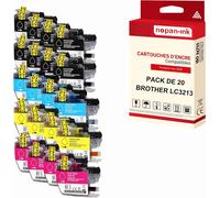 NOPAN-INK - x20 Cartouche compatible pour BROTHER LC 3213 XL LC3213XL Noir (x8) + Cyan (x4) + Magenta (x4) + Jaune (x4) Glace