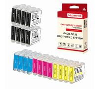 NOPAN-INK - x20 Cartouche compatible pour BROTHER LC 970 XL LC970XL Noir (x8) + Cyan (x4) + Magenta (x4) + Jaune (x4) Pluton