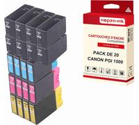 NOPAN-INK - x20 Cartouche compatible pour CANON 1500 XL 1500XL Noir (x8) + Cyan (x4) + Magenta (x4) + Jaune (x4) 919PK20