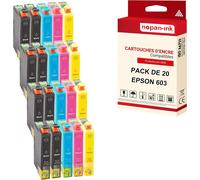NOPAN-INK - x20 Cartouche compatible pour EPSON 603 XL 603XL Noir (x8) + Cyan (x4) + Magenta (x4) + Jaune (x4) Etoile de mer