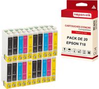 NOPAN-INK - x20 Cartouche compatible pour EPSON T18 XL T18XL Noir (x8) + Cyan (x4) + Magenta (x4) + Jaune (x4) Pâquerette