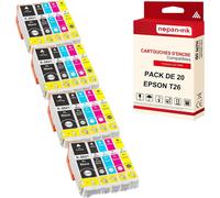 NOPAN-INK - x20 Cartouche compatible pour EPSON T2601XL + T2612XL + T2613XL + T2614XL + T2611XL T2601XL + T2612XL + T2613XL + T2614XL + T2611XL Noir (x4) + Cyan (x4) + Magenta (x4) + Jaune (x4) + Pho