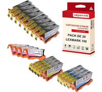 NOPAN-INK - x20 Cartouche compatible pour LEXMARK 105 XL 105XL Noir (x8) + Cyan (x4) + Magenta (x4) + Jaune (x4) 0014N1068, 69, 70, 71